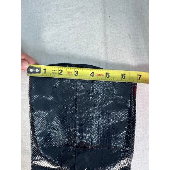 Vintage Biondini Women's sz 8.5 (EU 38.5) Black Snakeskin Heel Boots Italy Rare - Picture 13 of 16